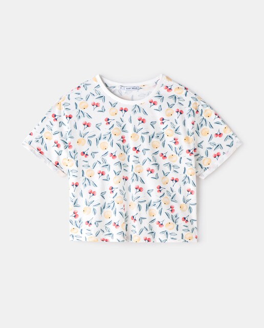 Camiseta de mujer crop con maga corta