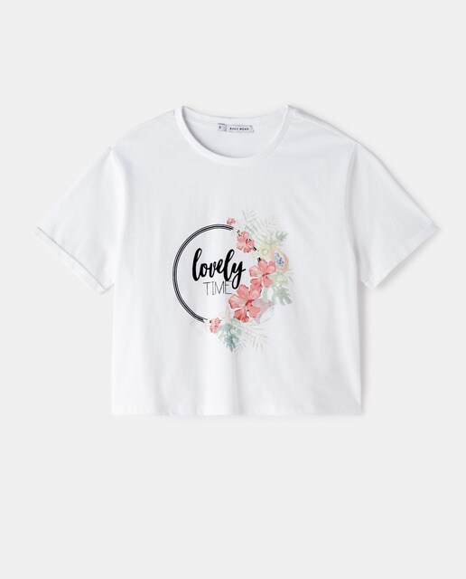 Camiseta de mujer crop con maga corta