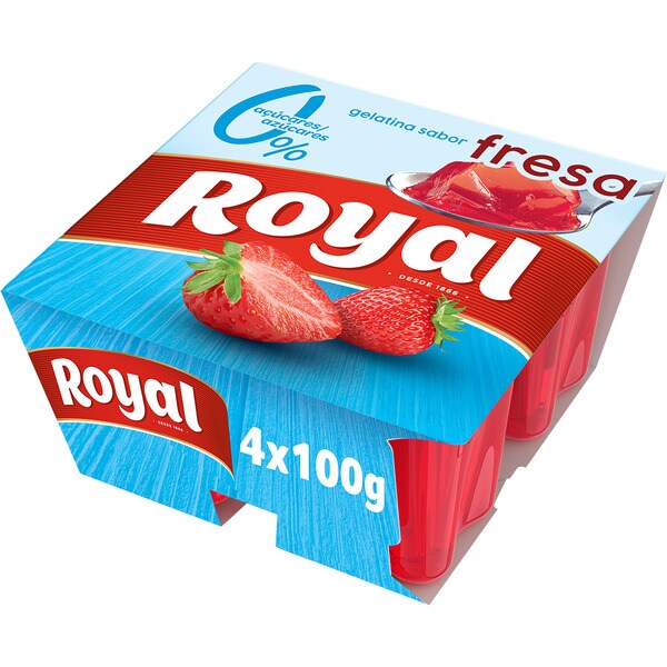 gelatina light 10 kcal sabor fresa 0 azúcares añadidos pack 4 unidades