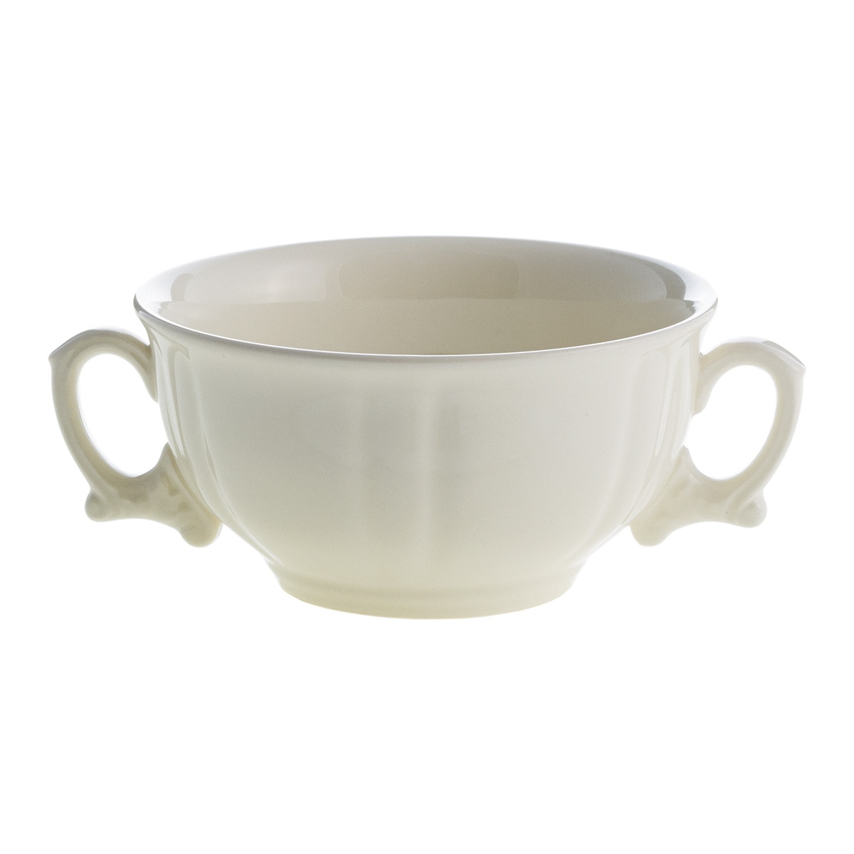 Taza de consomé con plato Imperio Blanco La Cartuja de Sevilla Blanco-2