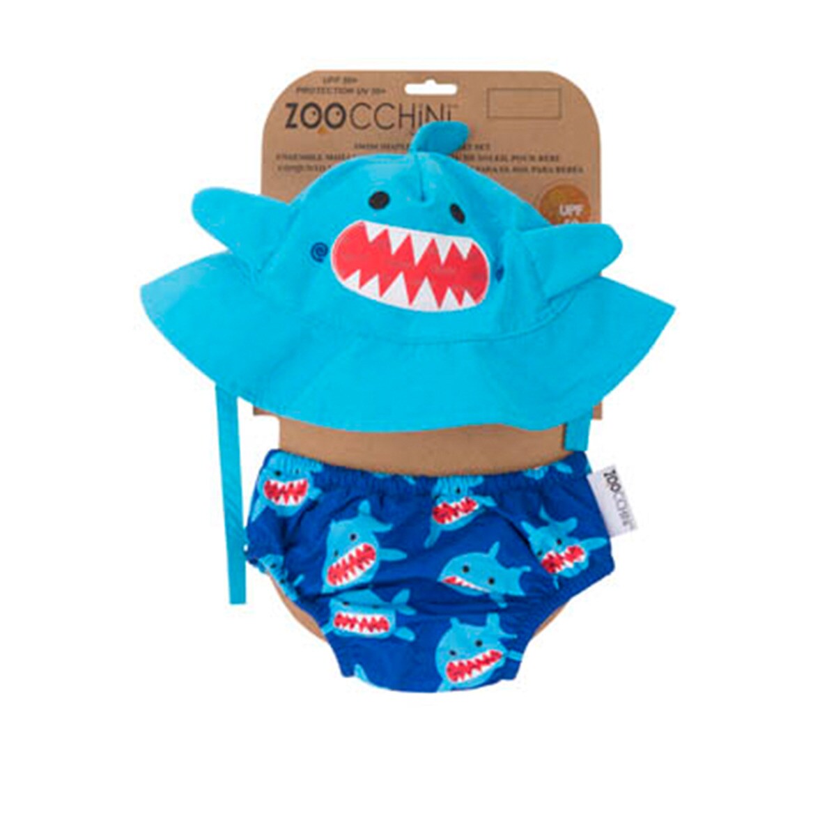 Ensemble maillot de bain couche + bonnet UPF 50 Zoocchini (6 à 12 M.) requin