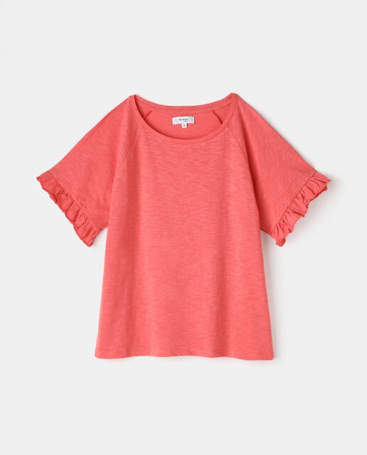 Camiseta lisa de mujer con volante