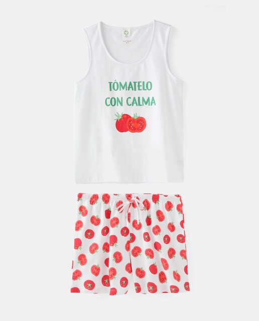 Pijama completo de mujer estampado algod