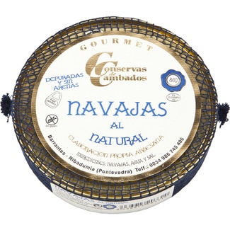 navajas al natural depuradas 8-10 piezas lata 154 g neto escurrido - Conservas De Cambados