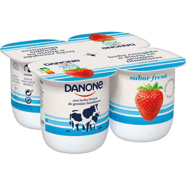 Comprar yogur sabor fresa sin gluten pack 4 unidades 120 g · DANONE