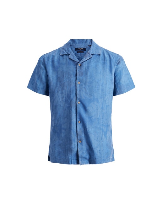 Camisa de hombre regular lisa azul