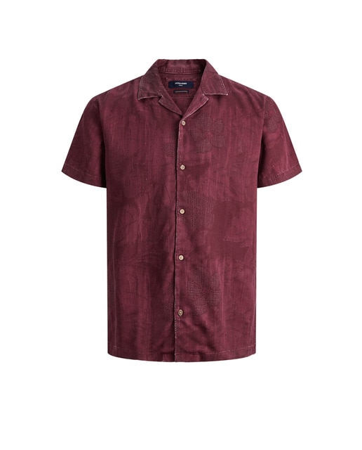 Camisa de hombre regular lisa burdeos