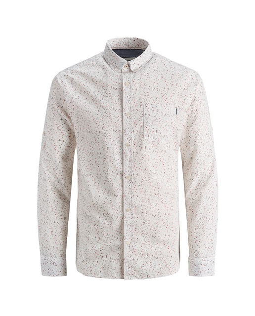 Camisa de hombre slim estampada blanca