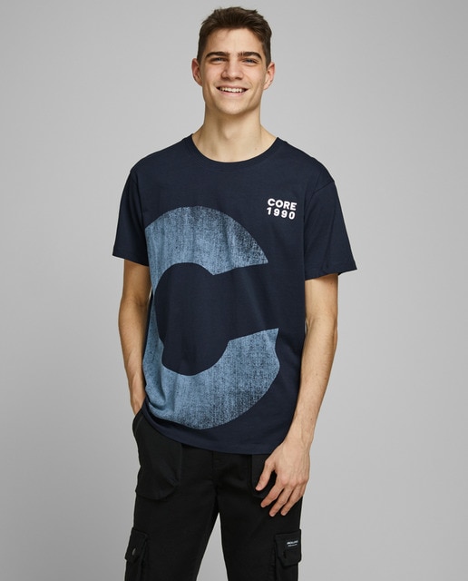 Camiseta de hombre azul marino de manga 