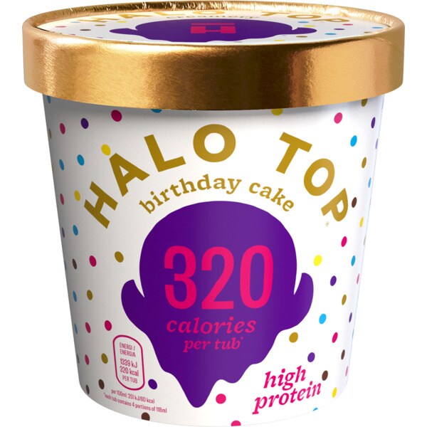 Halo Top Gelado de Bolo de Aniversário embalagem 473 ml