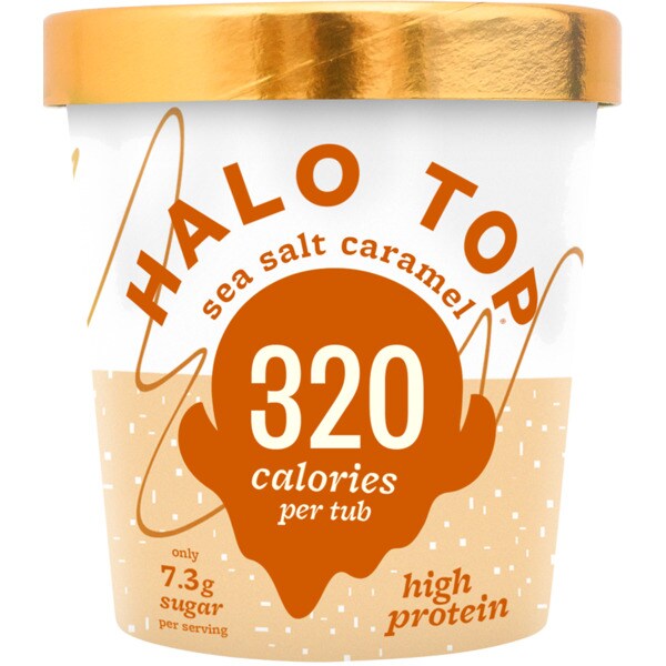 Halo Top Gelado de Caramelo Salgado embalagem 473 ml