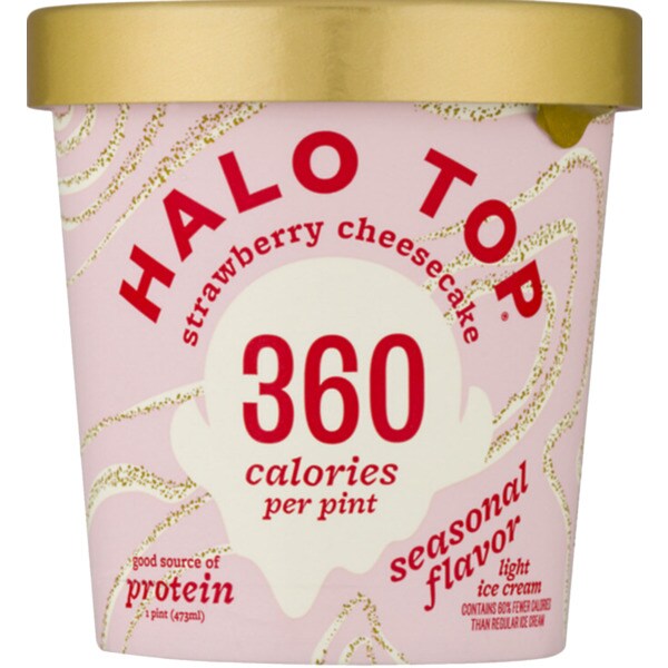 Halo Top Gelado de Cheesecake de Morango embalagem 473 ml