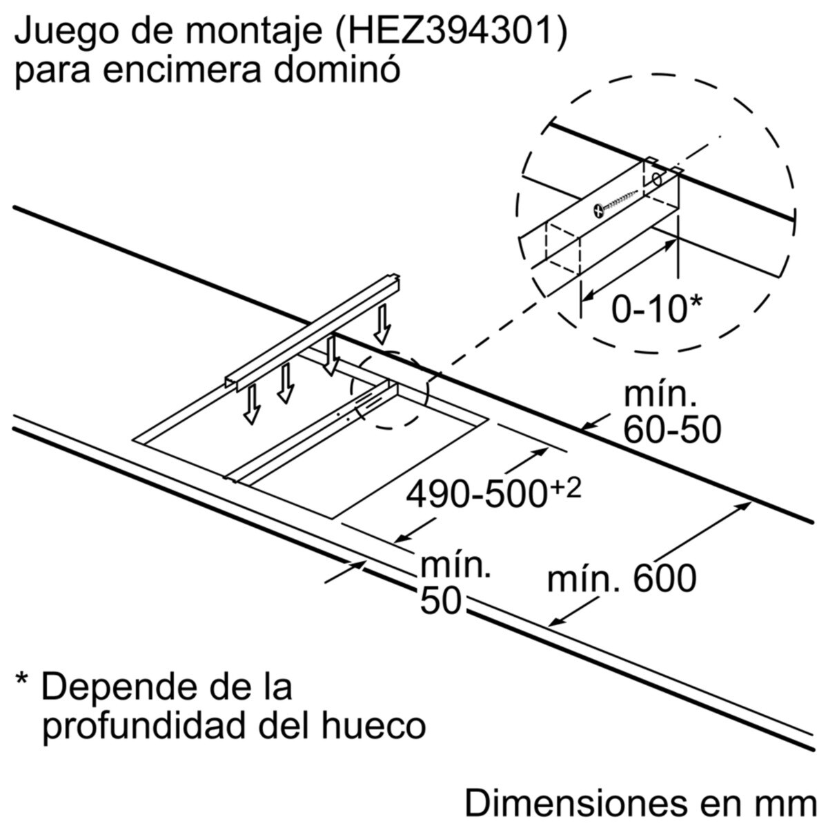 Accesorio de unión Bosch placas de cocina - HEZ394301 2