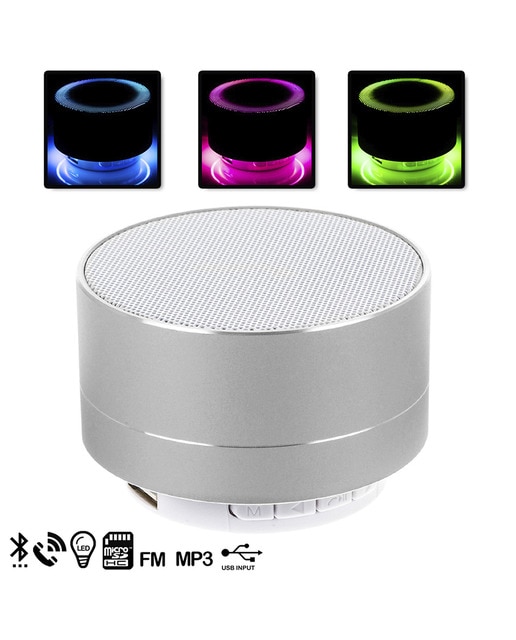 Imagen 0 de Altavoz bluetooth metálico con manos libres y luz led