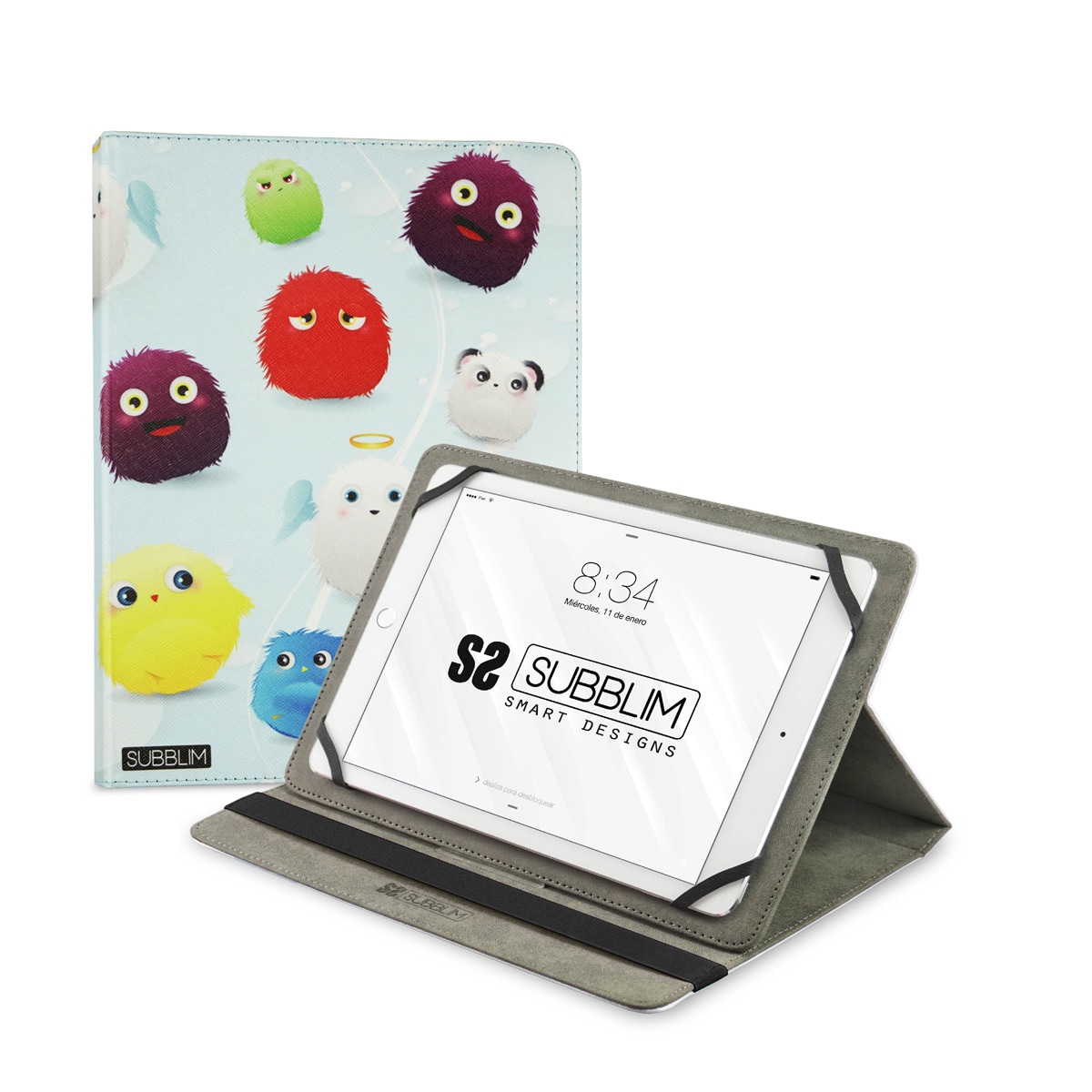 Funda estampada Subblim Trendy Furry para tablets hasta 10,1" Azul-1