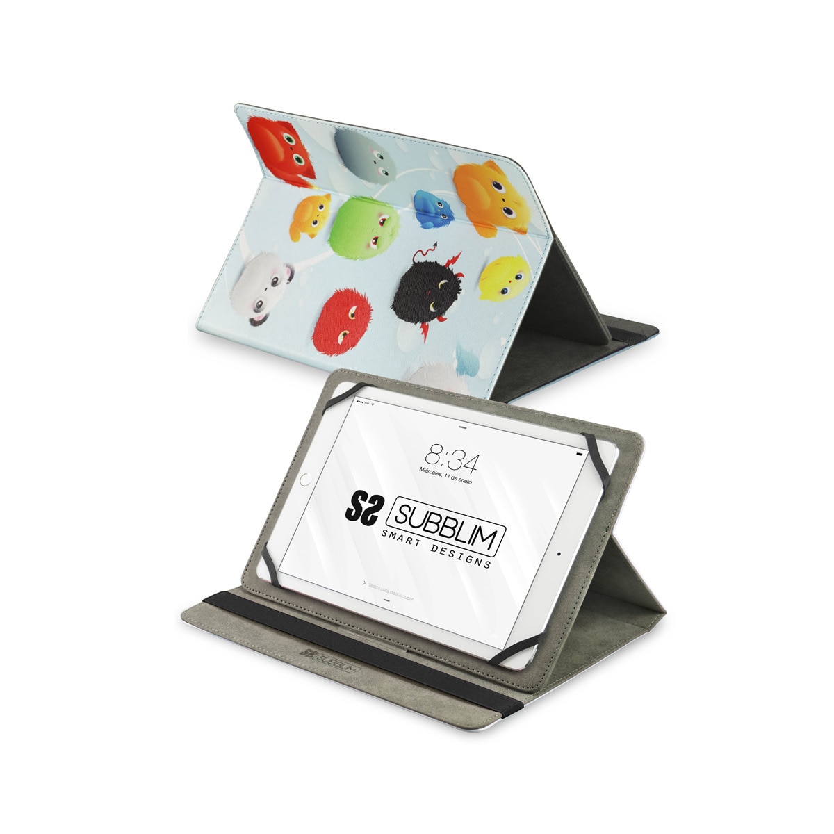Funda estampada Subblim Trendy Furry para tablets hasta 10,1" Azul-2