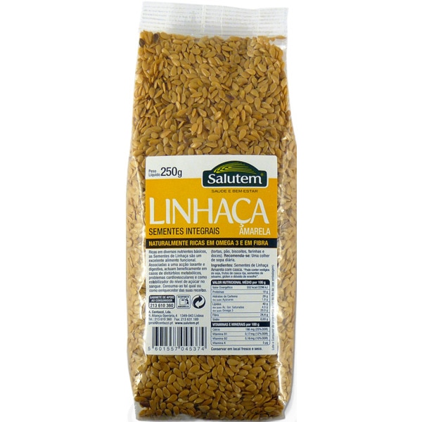 Linhaça Amarela de Sementes Integrais embalagem 250 g
