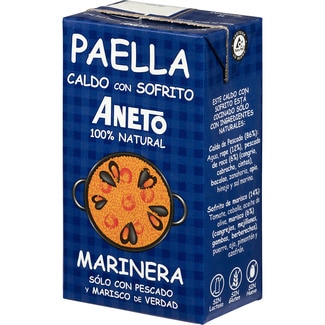 caldo para paella de pescado y marisco con sofrito 100% natural envase 1 l - Aneto