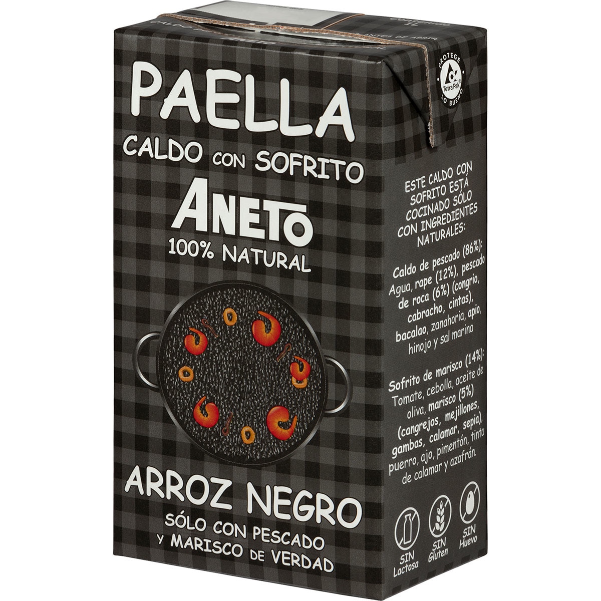 caldo para arroz negro con sofrito 100% natural sin gluten y sin lactosa envase 1 l