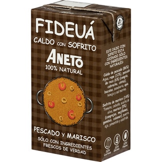 caldo para  fideuá de pescado y marisco con sofrito 100% natural envase 1 l - Aneto