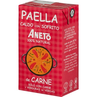 caldo para paella de carne y verduras con sofrito 100% natural envase 1 l - Aneto