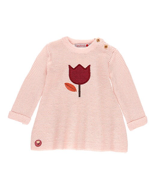 vestido tricot rosa bebe