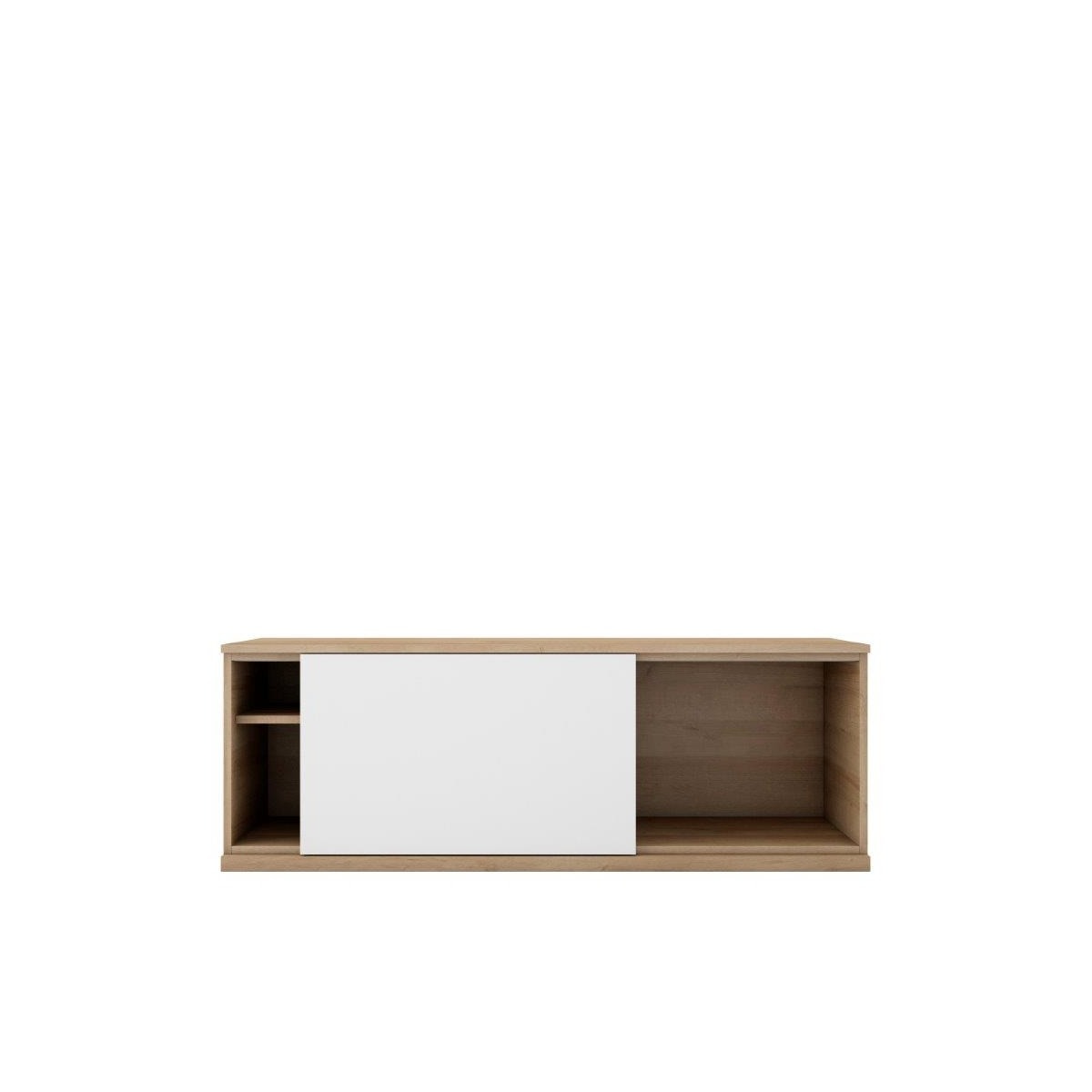 Móvel de TV com 1 porta de correr e 1 espaço Canela/Branco-2
