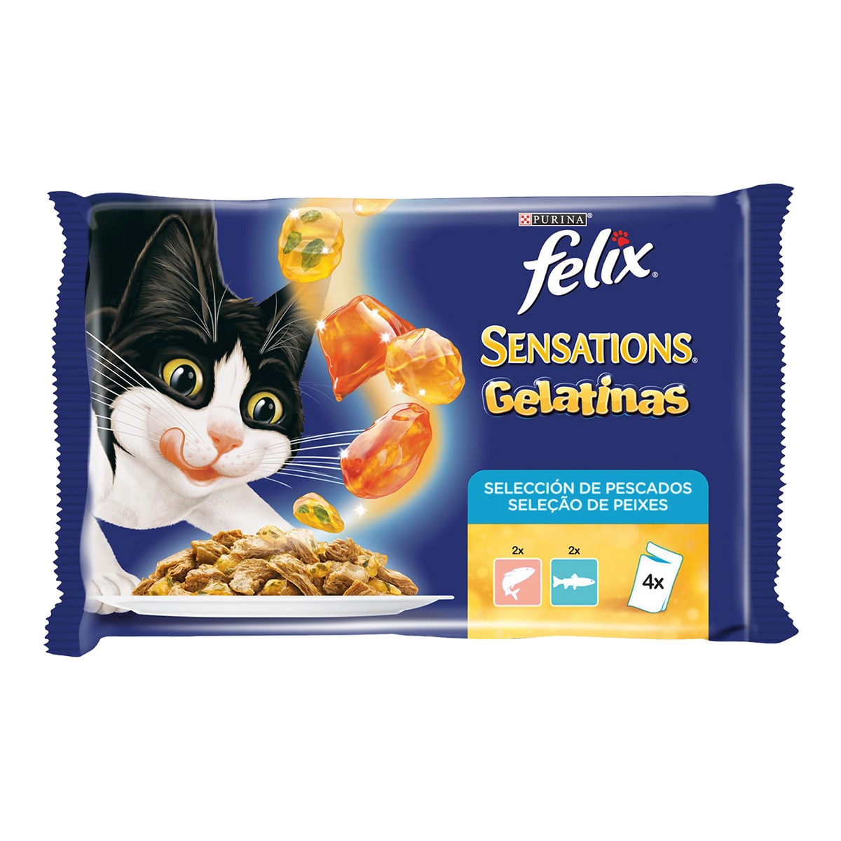 Comida húmeda para gatos Felix Sensations salmón y gambas 4x85 g 1