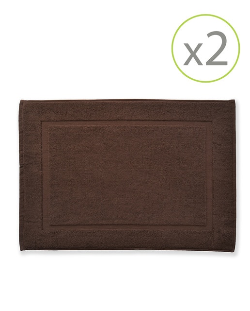 Imagen 0 de Pack de 2 alfombrines de baño de 45 x 65 cm marrón