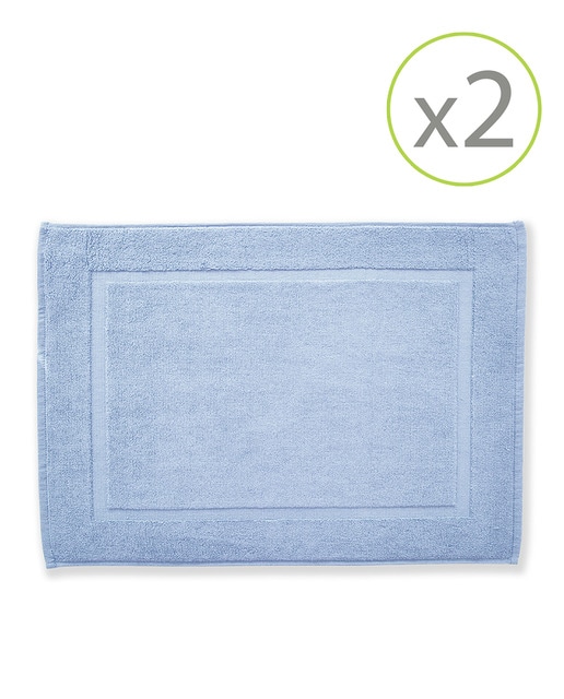Imagen 0 de Pack de 2 alfombrines de baño de 45 x 65 cm celeste