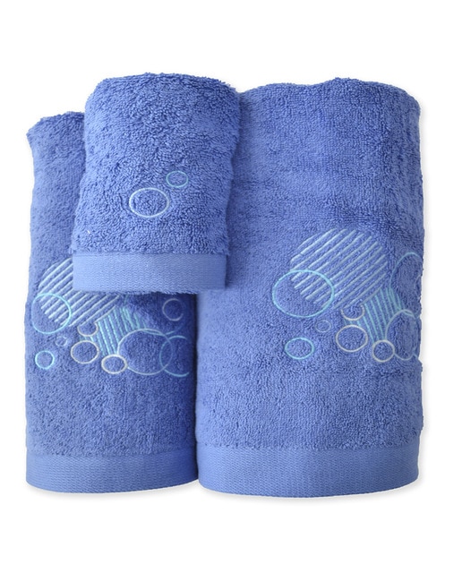 Imagen 0 de Juego toallas bordado 650 gramos azul