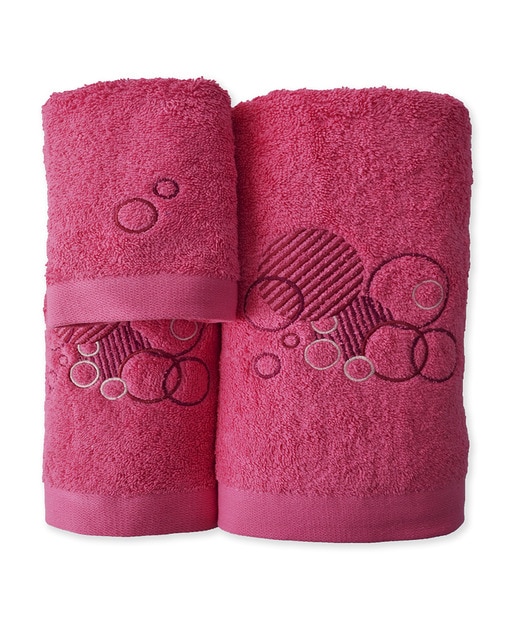 Imagen 0 de Juego toallas bordado 650 gramos fucsia