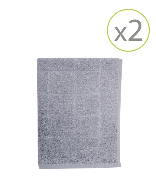 Imagen 0 de Pack de 2 alfombrines de baño de 45 x 65 cm plata