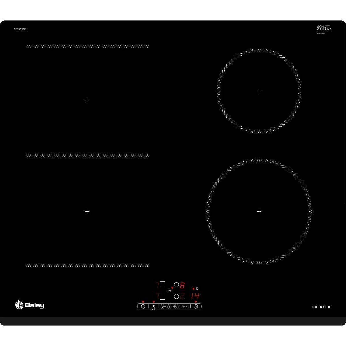 Placa de Indução Balay 3EB963FR com 4 Zonas e de 60 cm - Preto Preto-1