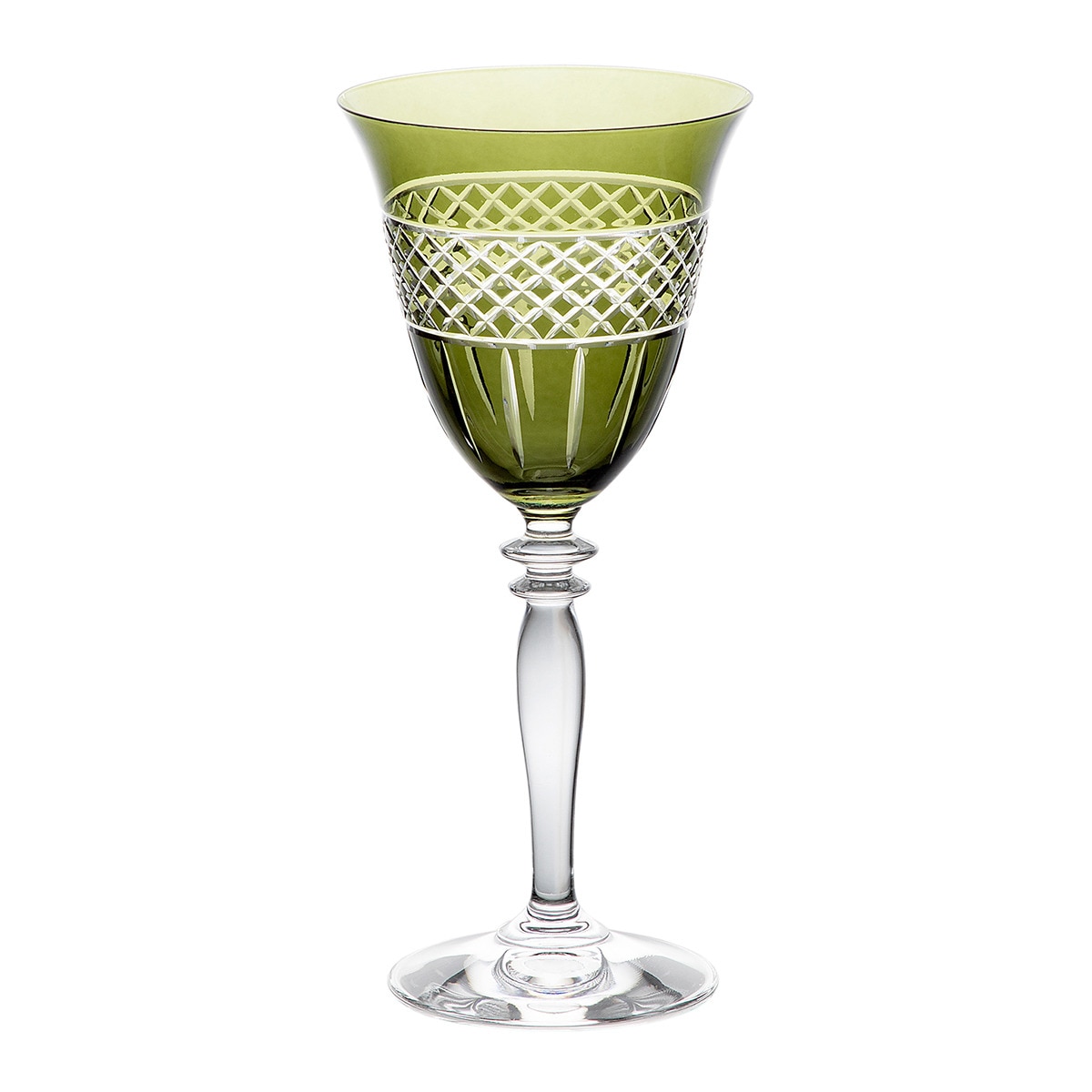 Copo de vinho de cristal talhado Chambord Verde-1