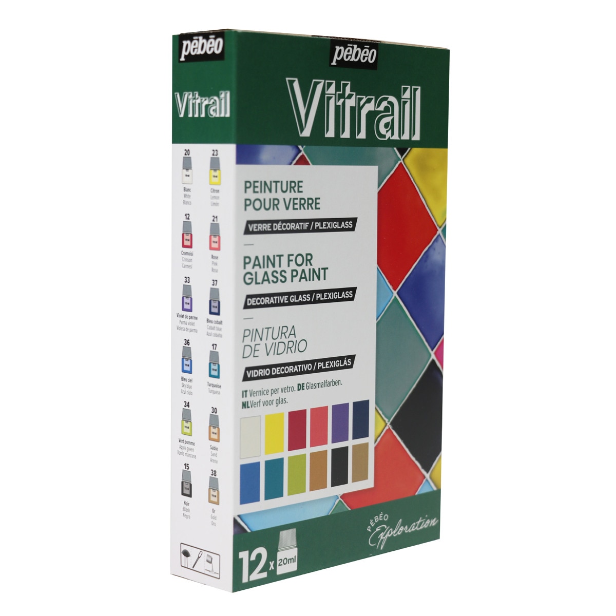 Kit Exploracion Vitrail 12X20ml Pebeo Multicolor Multicolor-3