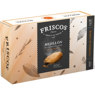 mejillones en escabeche de las rías gallegas 13-18 piezas lata 69 g neto escurrido - Friscos