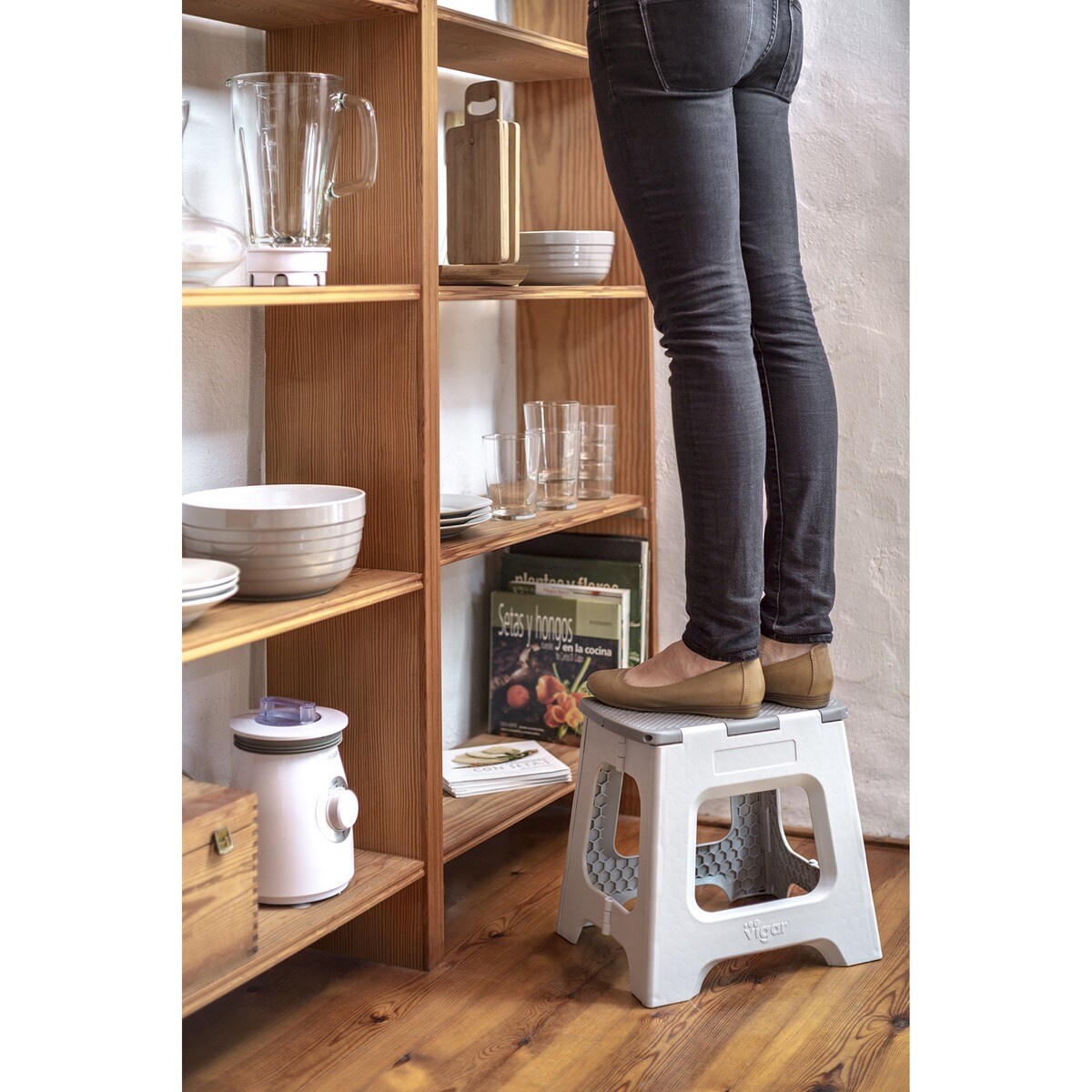 Taburete Plegable Plástico Compact 32 cm Gris-5