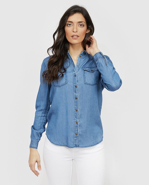 Camisas, Blusas y Tops mujer · denim · Moda · El Corte camisa vaquera mujer azul intenso
