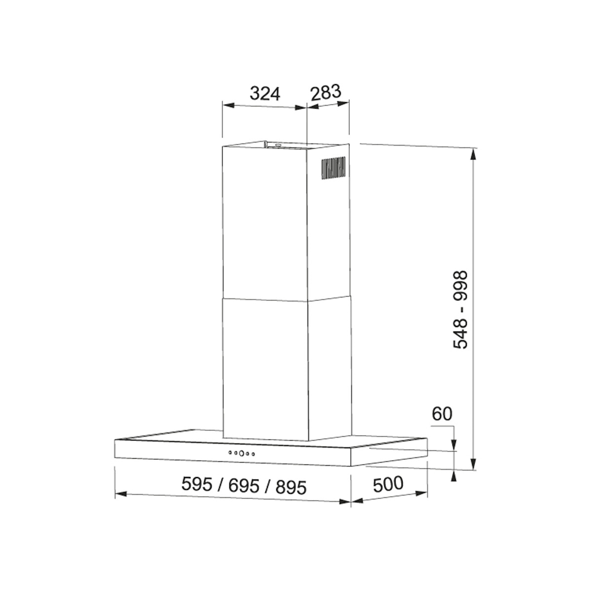 Campana decorativa Mepamsa panel de control Soft Touch - Silueta XLA Inox 90 Inox-2