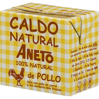 caldo de pollo 100% natural sin gluten y sin lactosa envase 500 ml - Aneto