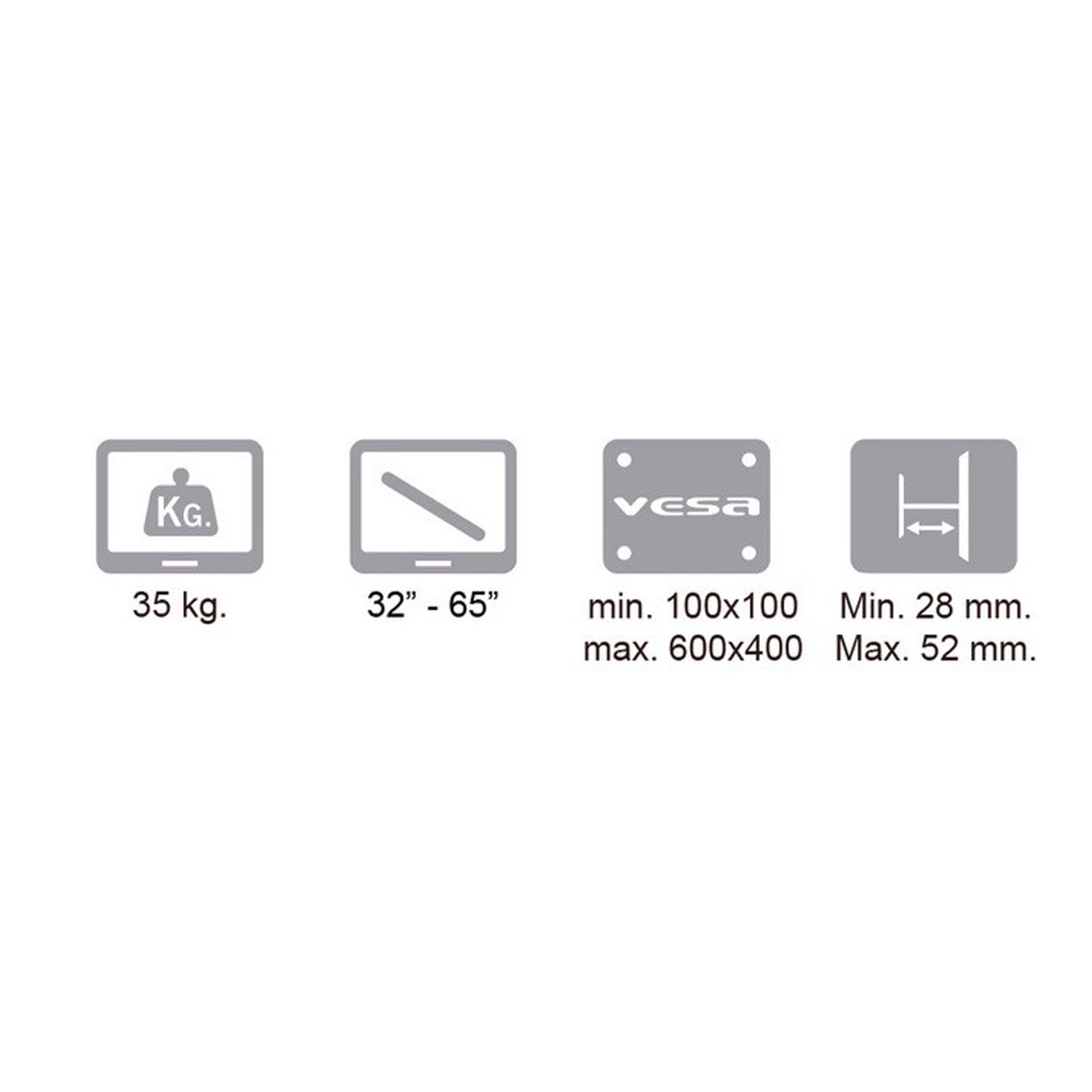 Soporte mural para TV LCD / LED Gisan AX.107 de 81,28 a 165,1 cm (32 a 65'') 2