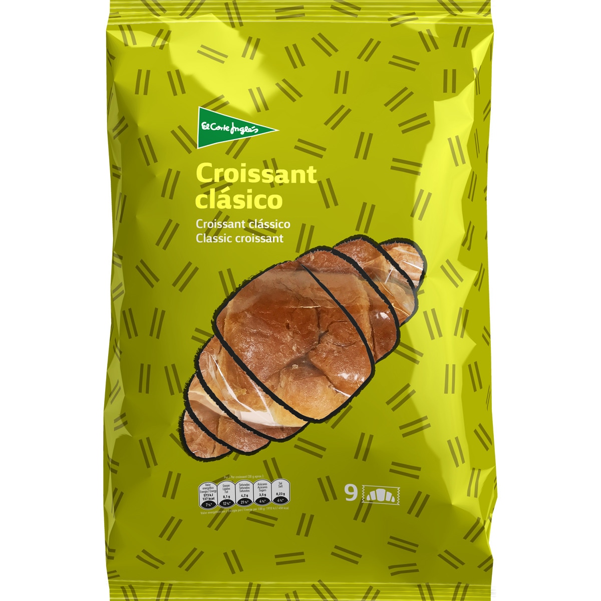 croissants clásicos 9 unidades envasados individualmente bolsa 270 g