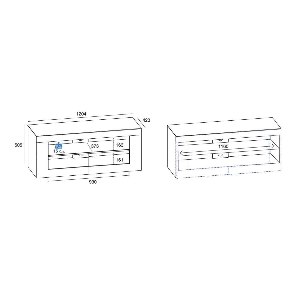 Mesa para TV LCD/LED Gisan PLS-80 hasta 139,7 cm (55'') Negro-3