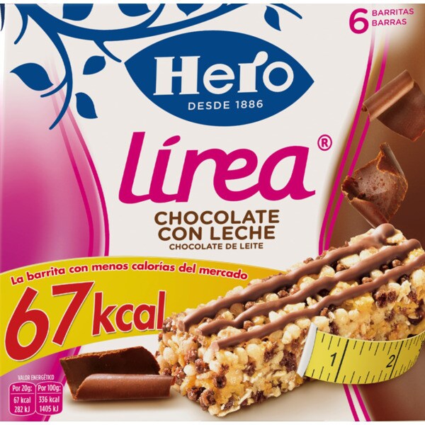 Hero Diet Muesly Barras de Cereais Linea com Chocolate Pack 6 embalagem 150 g