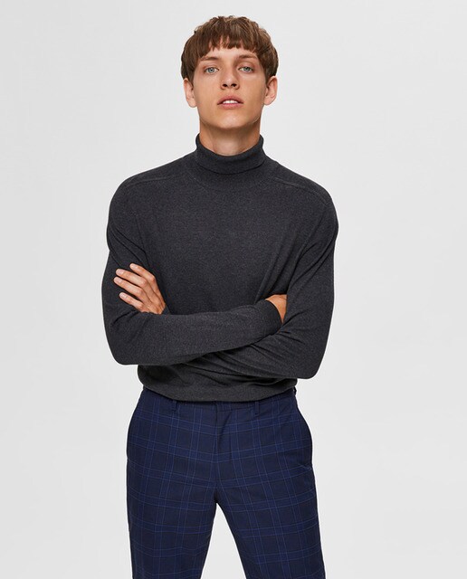 Jersey De Hombre Gris Con El Cuello Alto Selected El Corte Inglés