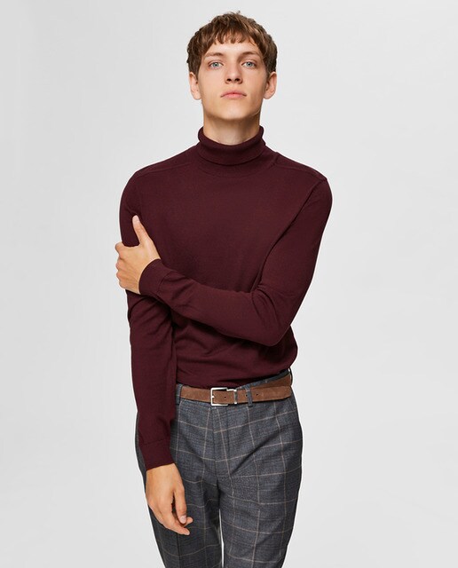Jersey De Hombre Granate Con El Cuello Alto Selected El Corte Inglés