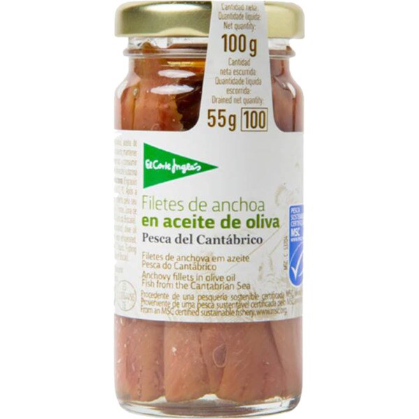 El Corte Inglés Filetes de Anchova em Azeite frasco 55 g