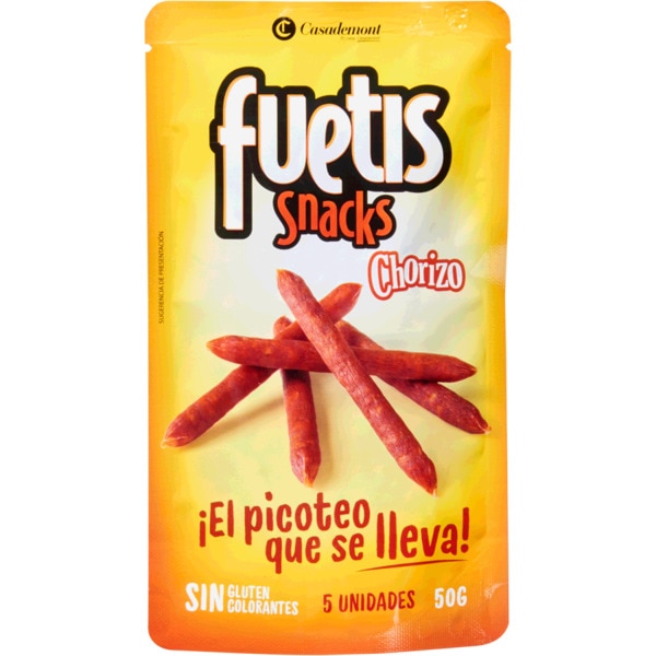 Fuet Snacks de Chouriço sem Glúten embalagem 50 g