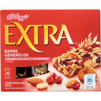 Kellogg's Barras de Cereais Extra com Amêndoas Torradas e Arandos Pack 4 embalagem 32 g
